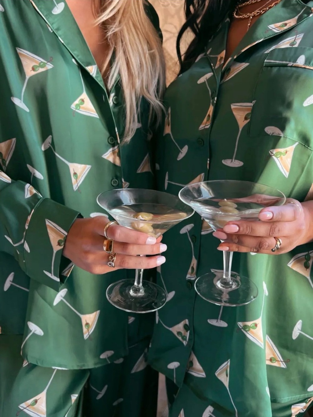 Show me your MuMu Green Martini Print Pajama Set